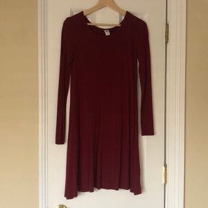 Maroon Long Sleeved Dress